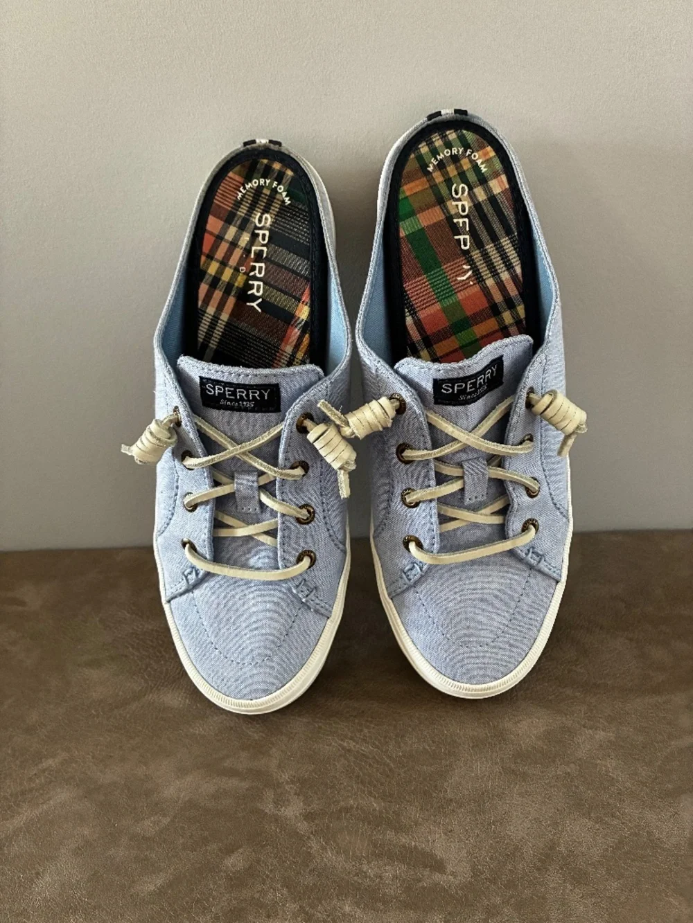 Women's Sperry Top-Sider Crest Vibe Sneaker Mule Blue Canvas - Picture 1 of 6